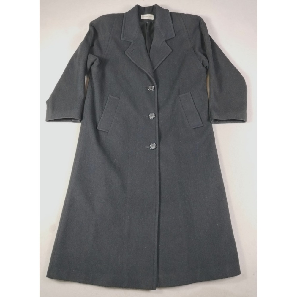 Vintage Preston & York Coat Womens 12 Black Wool Long Overcoat Dillard's USA